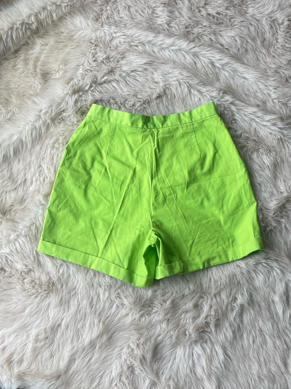 Tommy Hilfiger Neon Green Women's High Waisted Shorts - Picture 3 of 3